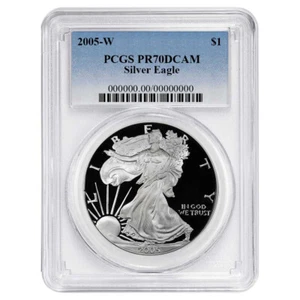 2005-W Proof $1 American Silver Eagle PCGS PR70DCAM Blue Label - Picture 1 of 2