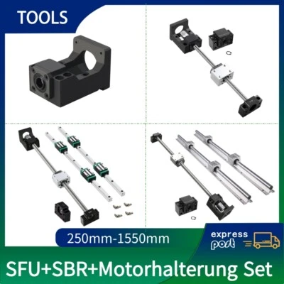 SFU160/1204 Kugelumlaufspindel+HGR20 SBR16/20 Linearführung+Motorhalterung Set