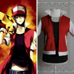 HOT! Pokemon Trainer Cosplay Red uniform jacket Costume