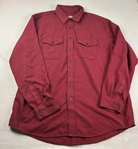 LL Bean Shirt Mens 2XLT Red Houndstooth Flannel Button Up Long Sleeves Thick - Picture 1 of 9