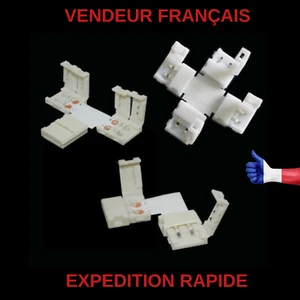 CONNECTEUR RUBAN LED 2835/3528 8mm 2 PINS SANS SOUDURE FORME L/T/OU X AU CHOIX - Imagen 1 de 5