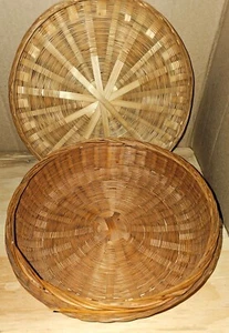 vintage handmade wicker basket 10" Round 4" Deep - Picture 1 of 7