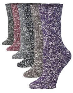 6-Pairs Women's Ragg Cotton Warm Winter Slouchy Colored Socks For Women Crew ... - Picture 1 of 5