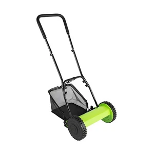 18-Inch Manual Lawn Mower 5-Blade Push Reel Lawn Mower with Grass Catcher Green - Picture 1 of 23