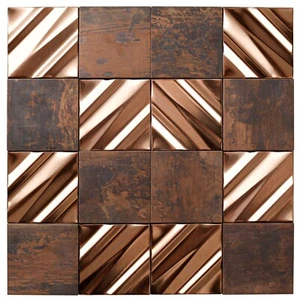 Antiguo paquete de 5 paneles de pared 3D de bronce con azulejo de cobre para pared interior - Imagen 1 de 11