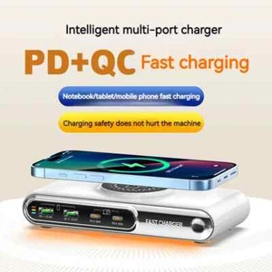 4 Port Multi USB Type C PD 45W QC3.0 Wall Fast Charger Station Wireless Charging - Picture 1 of 8