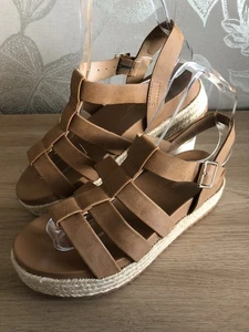 George Brown Strappy Gladiator Espadrille Wedge Sandals UK 4 Excellent Condition - Picture 1 of 12