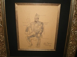 Porträt von Guillaume Apollinaire NACH 1916 Pablo Picasso handkolorierte Zeichnung - Bild 1 von 8