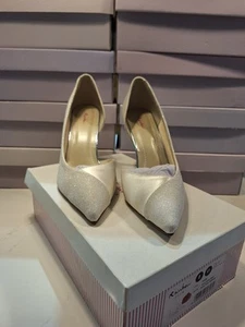 Rainbow Club Roux Ivory Satin With Fine Shimmer Bridal Occasion Shoes Size 8 - Picture 1 of 6