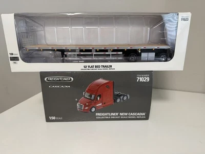 1:50 Diecast Masters Freightliner Cascadia + 53’ Flatbed Trailer Set – New - Image 1 of 4