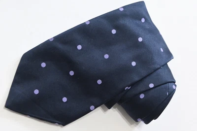 THOMAS PINK DOTS BLUE SILK MEN'S Neck Tie W:3 3/4" BY L:61" - Image 1 of 4