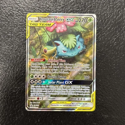 Pokémon TCG - Venusaur & Snivy GX SM229 Ultra Rare Sun & Moon Promo Tag Team LP  - Image 1 of 2