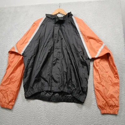 Harley-Davidson Jacket Mens XL Black Orange Windbreaker Reflective Motorcycle - Image 1 of 4