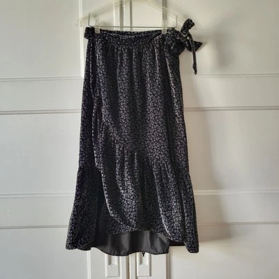 VANESSA BRUNO ТЕМНО-СЕРЫЙ БАРХАТ БОТАНИЧЕСКИЙ MIDI НАДЕЖНОМ МНОГОУРОВНЕВАЯ ЮБКА SZ EURO 36 США 6 - Изображение 1 из 4