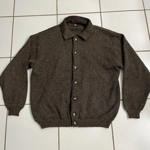 Robert Banks 100% Merino Wool Cardigan Sweater Brown Men’s L Uruguay Button Up - Picture 1 of 8
