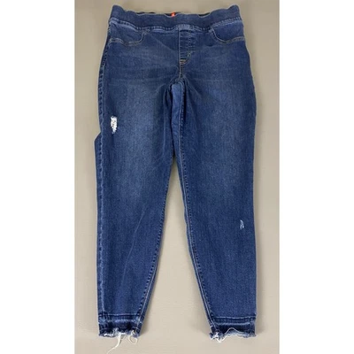 SPANX Jegging Pull on Jeans Women's Plus Size 1X Indigo Blue Distressed Denim - Image 1 of 4