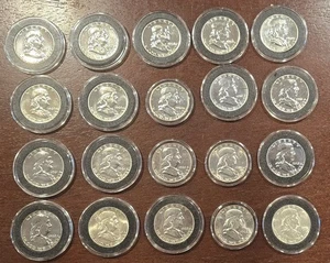 FRANKLIN HALF DOLLARS 20 COINS 17 PROOFS 3 UNC MANY FBL & CAMEO - Picture 1 of 7