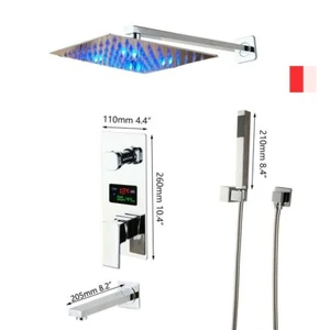 3-Way LED Shower Head Tap Digital Mixer Valve Wall Mounted Hand Spray Faucet Set - Picture 1 of 17