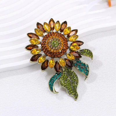 Broche Girasol Vintage - Prendedor Botánico Girasol Estilo Van Gogh de Moda Foto 1 de 4