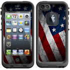 Naklejka skórna do odpornego na życie etui iPhone 5 Fre / amerykańska flaga postarzona