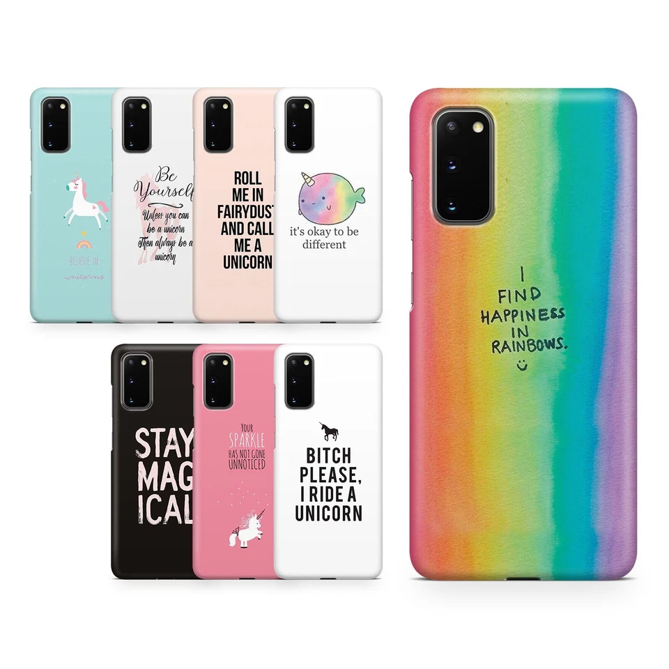 CASE FOR SAMSUNG S24 S23 S22 S20 S10 S8 S9 S7 HARD PHONE COVER RAINBOW UNICORN - Image 1 of 1