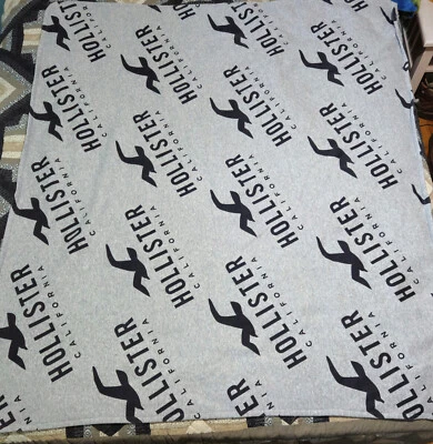 Hollister California Blanket RARE Throw 30"x 48 Lightweight Gray & Black Logo - Image 1 of 3