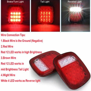 LED Tail Lights Rear Brake Lamps Turn Stop Reverse for Wrangler TJ CJ 76-06 - Picture 1 of 6
