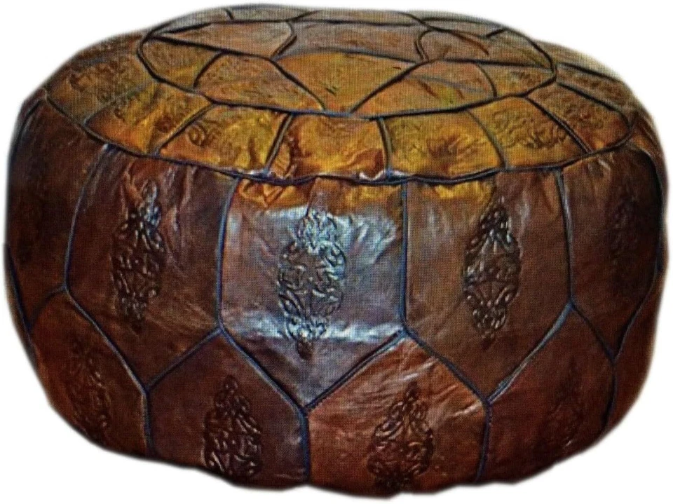 Puf otomano egipcio marroquí hecho a mano de cuero genuino XL (vacío) Foto 1 de 1