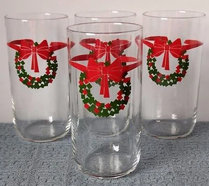 Set of 4 ~ 17½-Ounce Glasses ~ LIBBEY HOLIDAY COLLECTION ~ Wreaths ~ New in Box - Picture 1 of 4