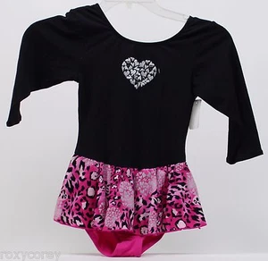 Jacques Moret Girls Black Pink Dance Leotard 3/4 Slv Skirtall Size Large 12/14 - Picture 1 of 1