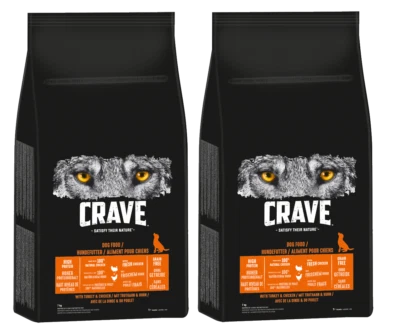 14kg Crave Hundefutter Trockenfutter Beutel Truthahn und Huhn