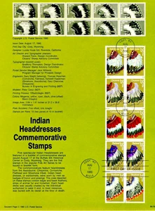 1990 USPS Souvenir Page #90-16 Indian Headdresses 25¢ Scott# 2501 - 2505 - Picture 1 of 1