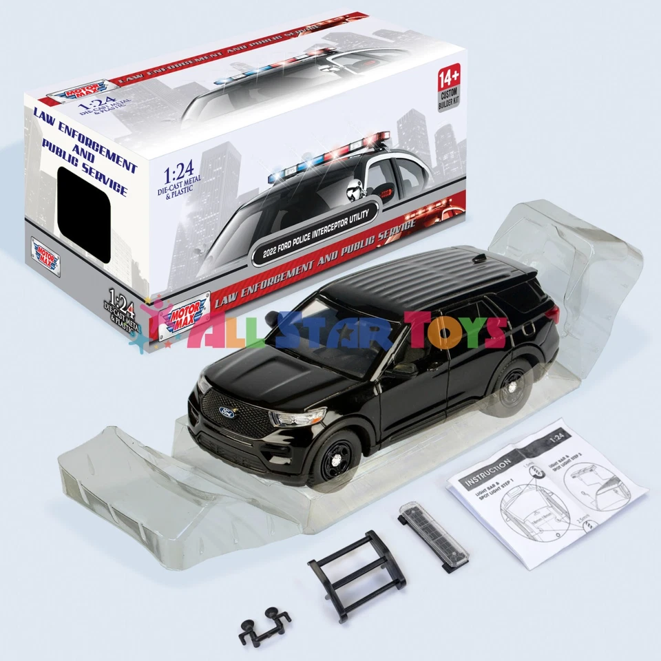 2022 Ford Explorer Police BUILDER KIT 1:24 Diecast Motormax BLACK 76988 - Image 1 of 1