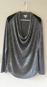 Witchery Women’s Long Sleeve Long Length Drape Cowl Neck Top Grey Shiny Size L - Picture 1 of 6