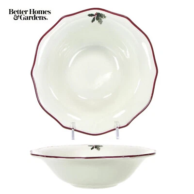 Better Homes & Gardens POINSETTIA 16 oz sopa cereal 7,5" tazón acebo Navidad Foto 1 de 4