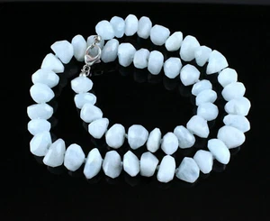Aquamarine Chain Faceted Tumbled Knotted Necklace Approx. 51 CM / 465 Carat - Picture 1 of 2
