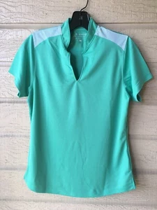 Bermuda Sands womens Polo Shirt Top size Medium Mint Green V Neck Knit $75 - Picture 1 of 10