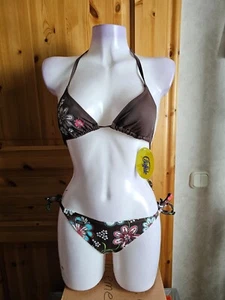 Bikini - Set Buffalo Größe 36 CUP A/B Braun mit Blumenprint NEU - Bild 1 von 5