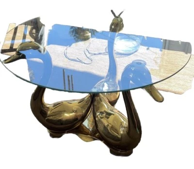 Mesa de centro/mesa auxiliar vintage de latón cisne/ganso/pato Foto 1 de 4