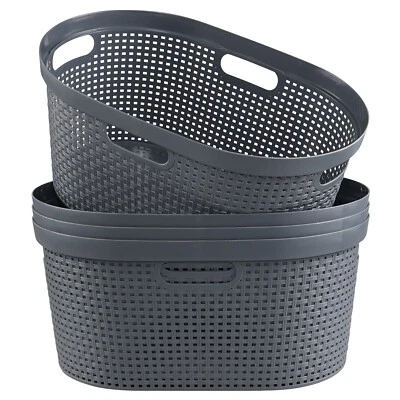 Idotry 40L Large Laundry Basket Plastic Stacking Clothes Hamper (4 Packs ,Grey) - Image 1 of 4