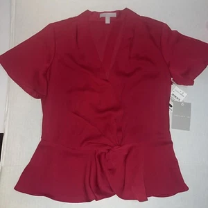 Chelsea 28 Größe Medium Damenbluse rot Rote Beete V-Ausschnitt Kurzarm neu mit Etikett - Bild 1 von 7