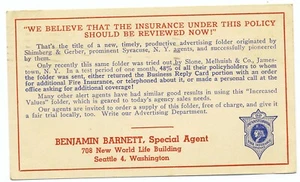 US 1952 Fire Insurance Postal Stationery Card Advertising Cover #UX38 Seattle WA - Picture 1 of 2