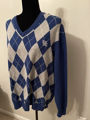 University Of Kentucky Women’s Sweater Size Medium V-Neck Gray Blue Checkered - Image 1 of 4