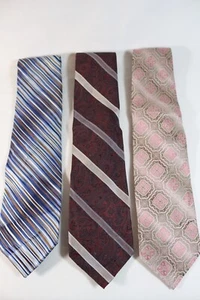 Herren Krawatten PRONTO UOMO Seide Designer Krawatten 4" rosa burgund blau gestreift NEU - Bild 1 von 7