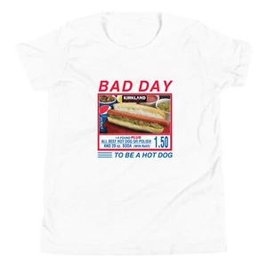 Bad Day to Be a Hotdog Youth Shirt Funny Costco Meme Tee Retro Graphic T-Shirt - Picture 1 of 13