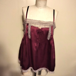 Free People Plum 100% Silk & Gray Lace Sleeveless Camisole Style Top Blouse   6