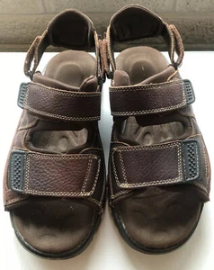 Thom McAn Men's Leather Sandals Size 9 Medium Brown Adjustable Pre Owned - Picture 1 of 8