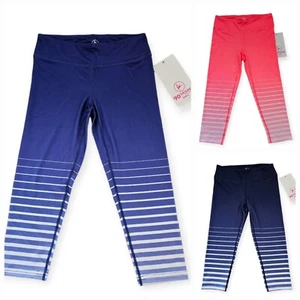 90 DEGREE by REFLEX Girls Cropped Striped Leggings SELECT SIZE & COLOR NEW - Picture 1 of 50
