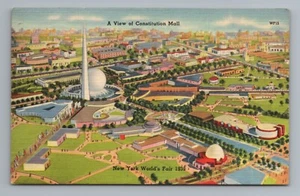 1939 Constitution Mall Birdseye New York's World's Fair Postcard - Picture 1 of 2