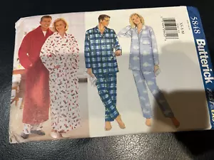 Butterick 5848 Misses Mens Robe Pajamas -Top Pants Sewing Pattern XS-S-M (30-40) - Picture 1 of 3
